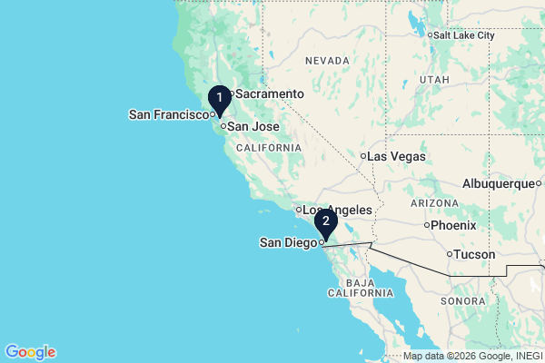 Map showing facility locations